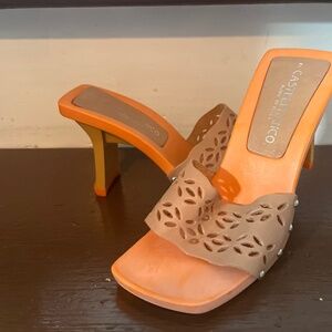 CastelFranco orange wedge heels